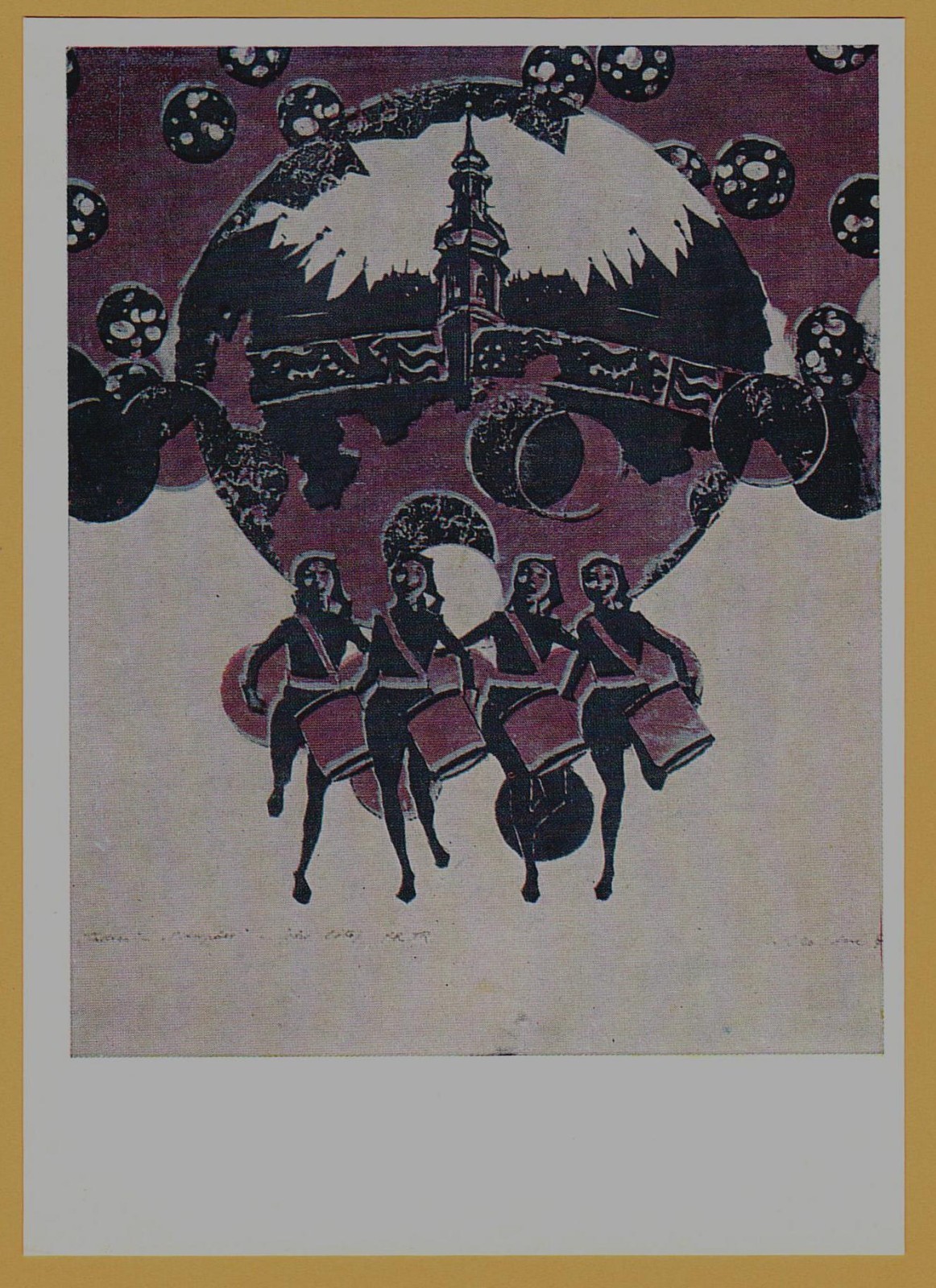 1976 Tallinn Festival Musicians Estonian Art Nouveau Style Soviet Art Postcard