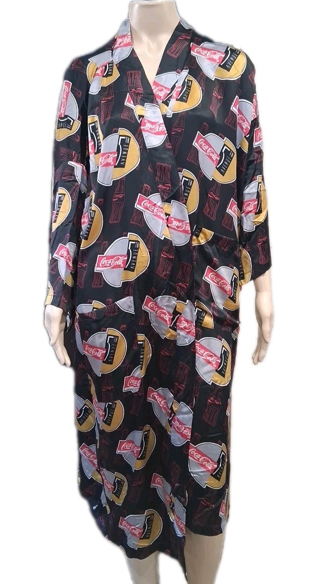  Rare  Vintage 5th Avenue Coke Cola 100% Silk Robe One Size Fits All 