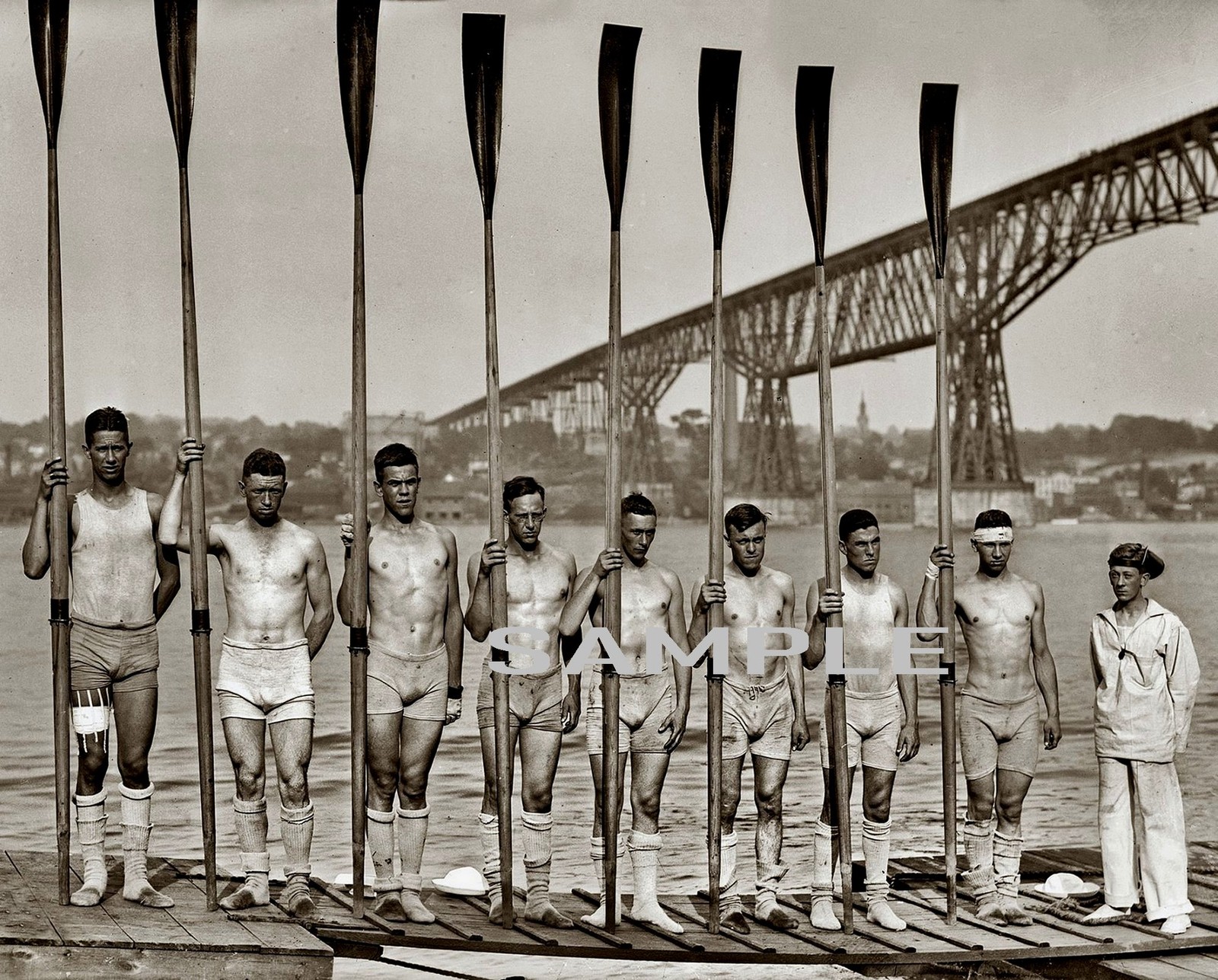 1914 Wisconsin University CREW  TEAM on Hudson River PHOTO