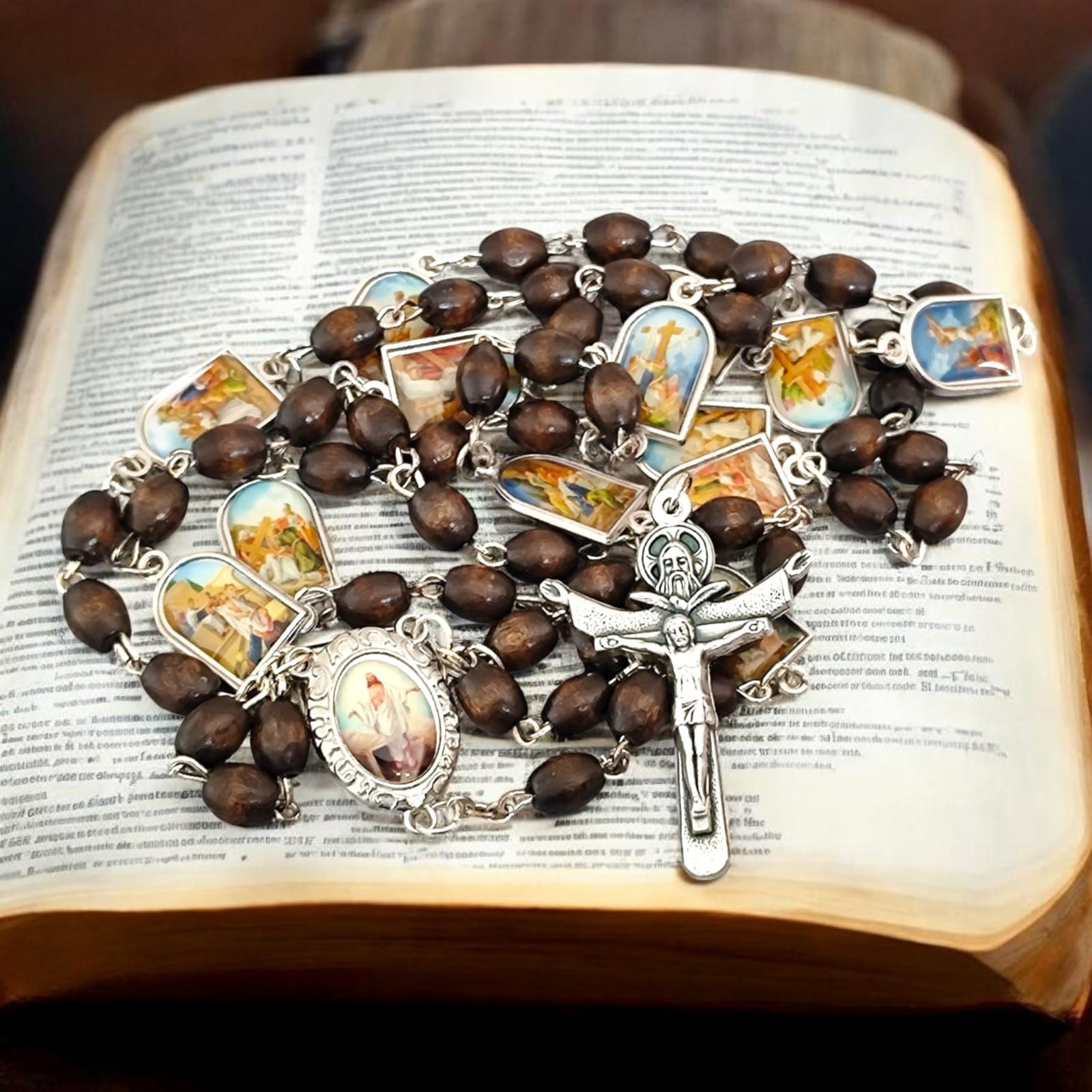 Stations of the Cross Rosary Chaplet Rosaries made of Wood Holy Spirit 26,8\