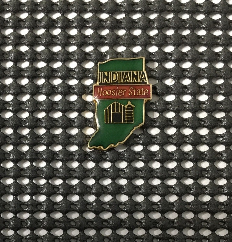 Vintage INDIANA Hoosier State Map Outline Travel Souvenir Lapel Hat Pin