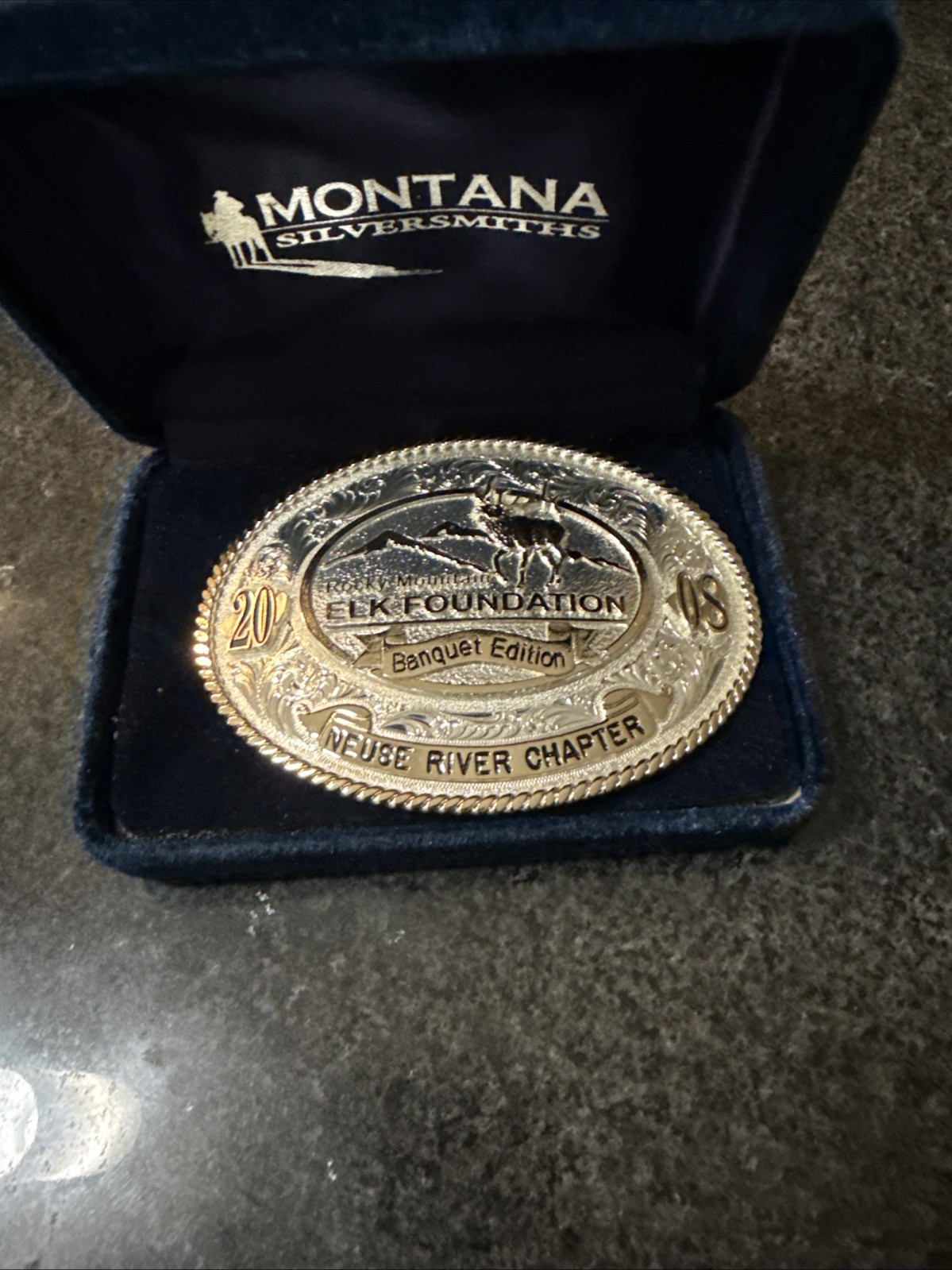 Rocky Mountain Elk Foundation Banquet Edition 2008 Neuse River Chapt Belt Buckle Rocky Mountain Elk Foundation Banquet Edition 2008 Neuse River Chapt Belt Buckle