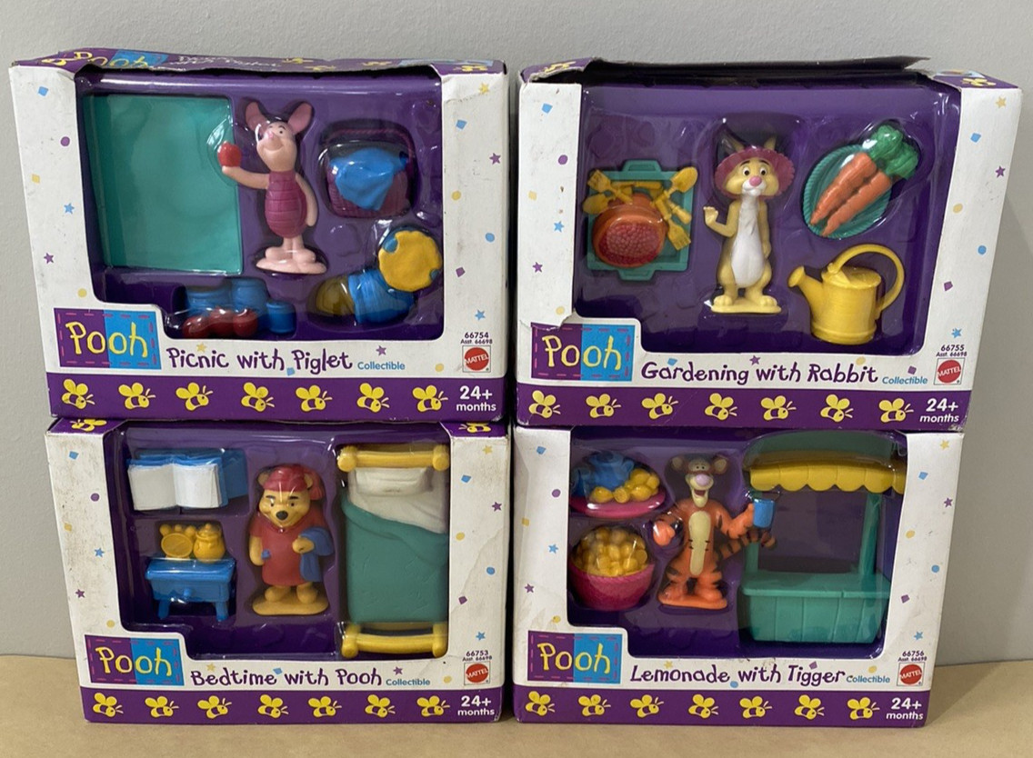 Mattel Disney Winnie the Pooh Piglet Rabbit Tigger Vintage Toy Play Set Lot 1999