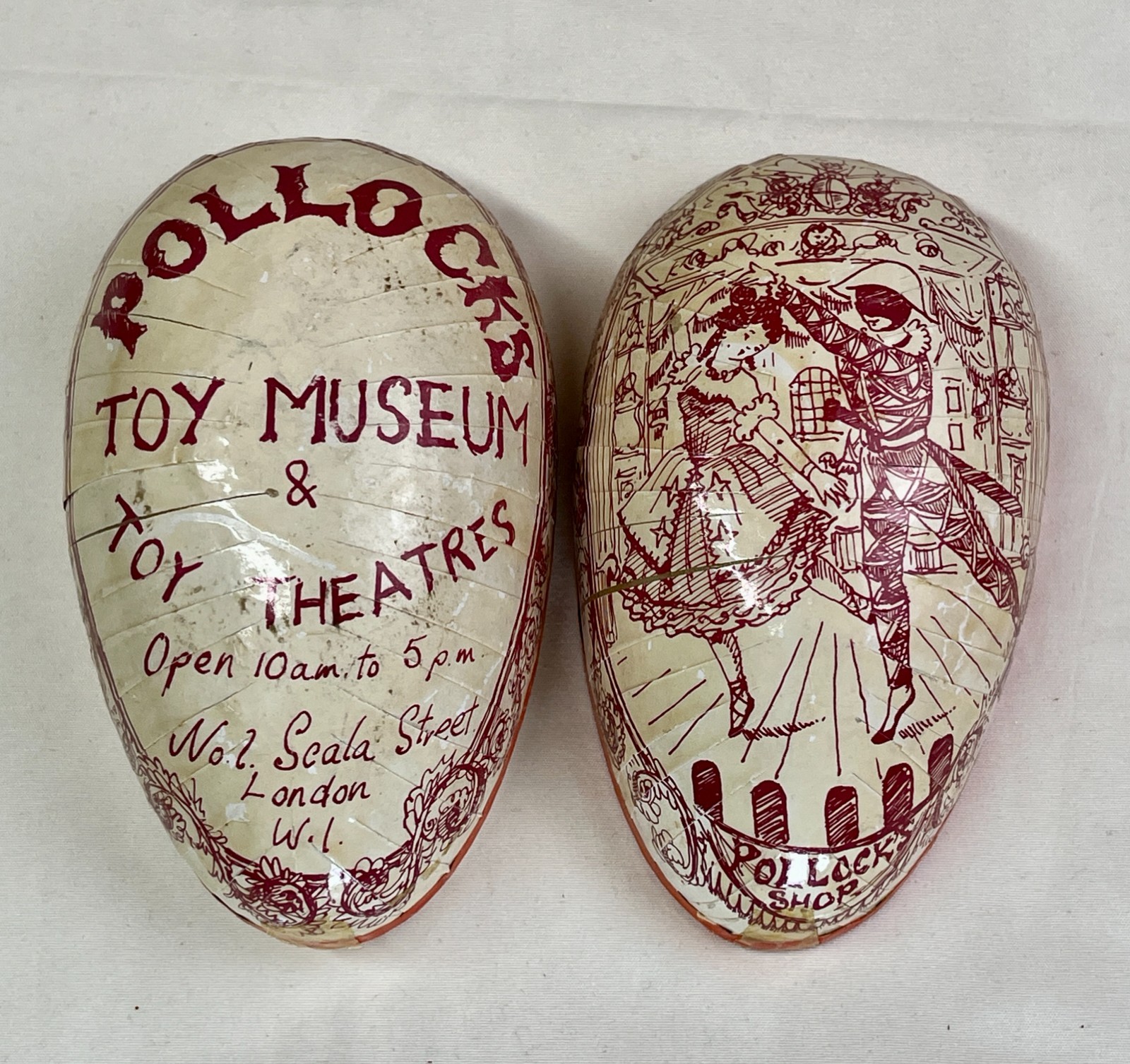 Vintage POLLOCKS TOY MUSEUM London Paper Mache Easter Egg Candy Box West Germany