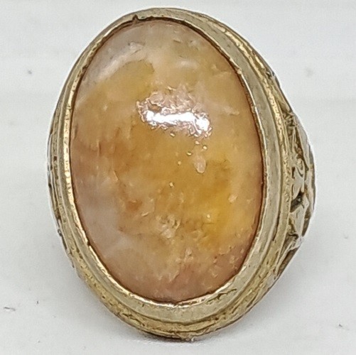 old pertified lucky fortune trading stone natural energy amulet in ring