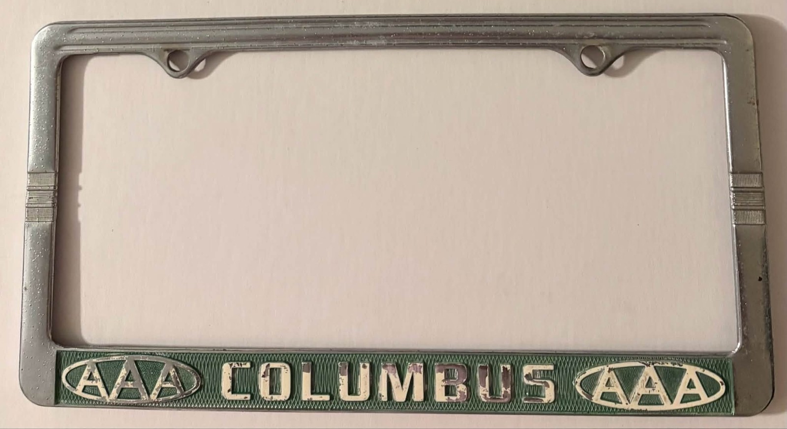Vintage Columbus AAA Booster License Plate Frame Ohio Mississippi