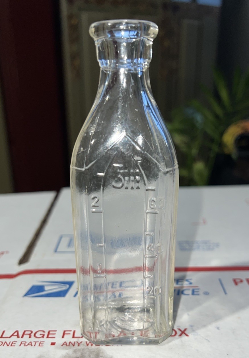 Vintage Clear Glass Knoxall 3 oz Graduated Medicine Bottle Embossed