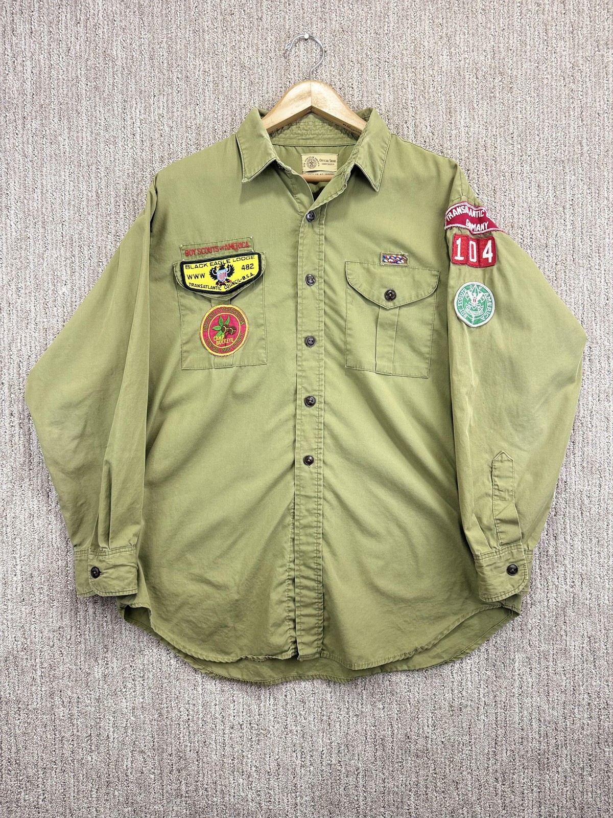 Vintage BSA Transatlantic Council Germany Scout Shirt Sanforized Troop 104 1970s