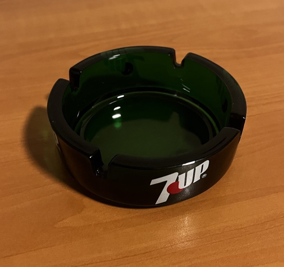Vintage 7-Up Ashtray Glass Green