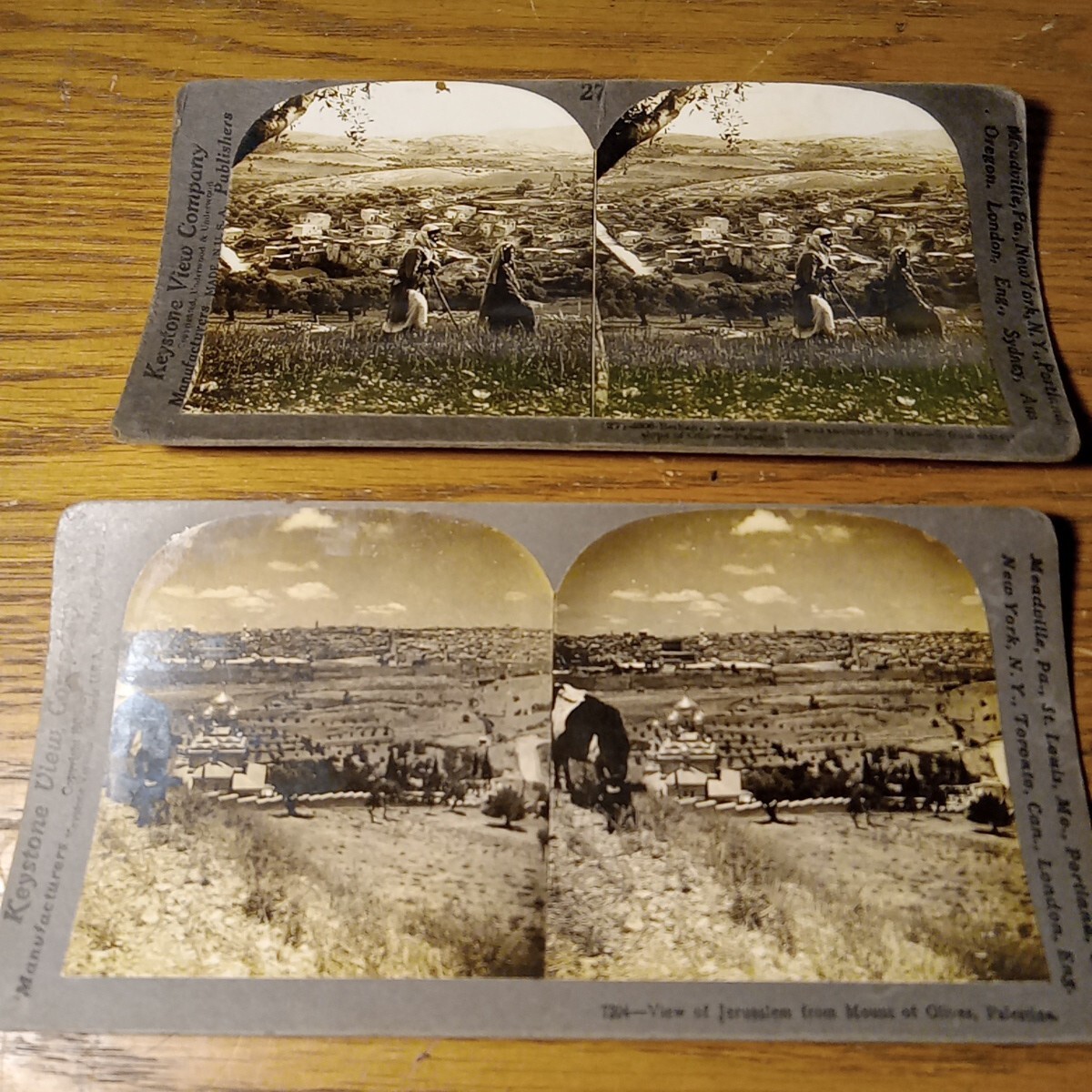 2 B/W 1900s Keystone View Co. Stereoview Cards Palistine.