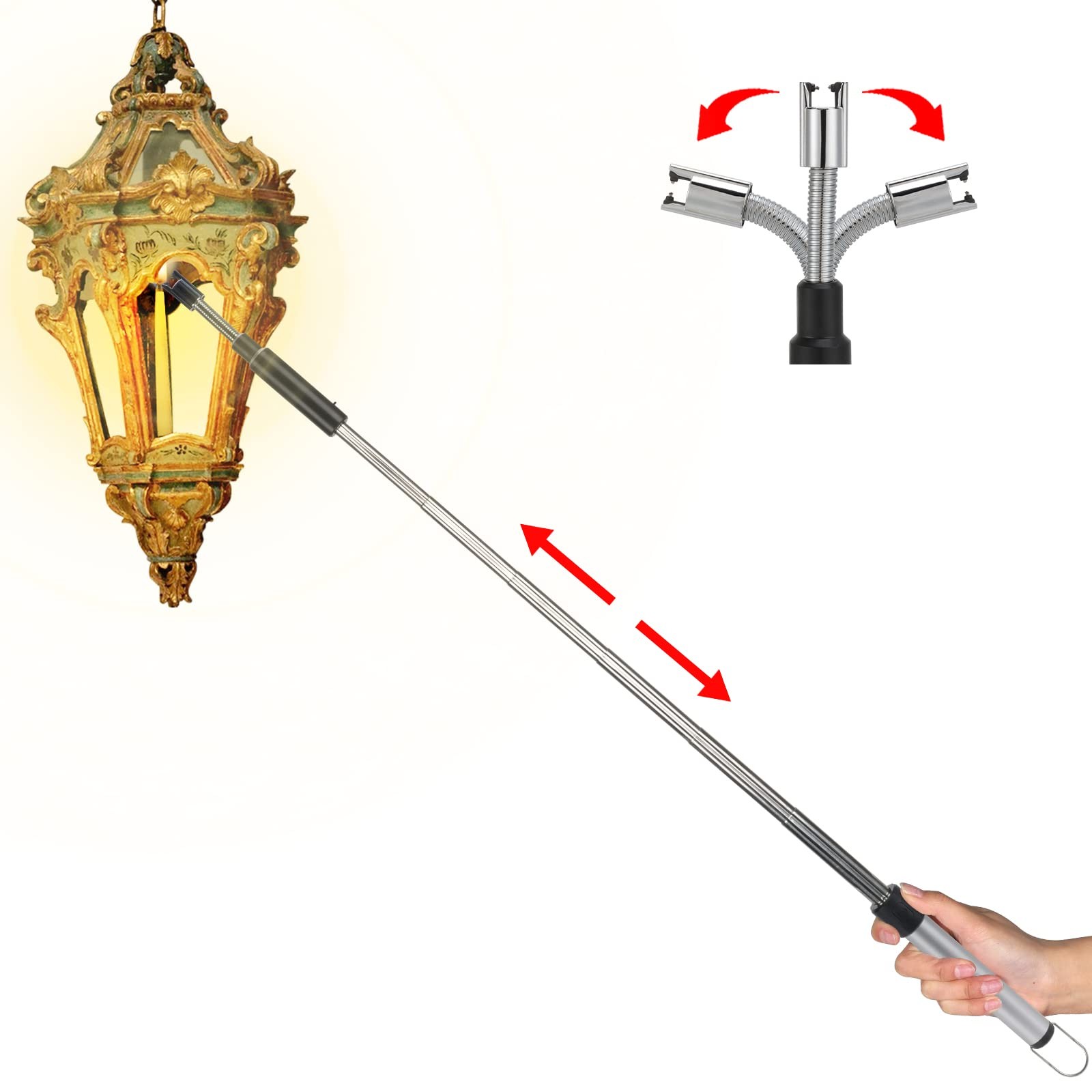 Electric Long Lighter,Retractable Length(11.4In-27.55In),Lgnition Port Can Be Ro