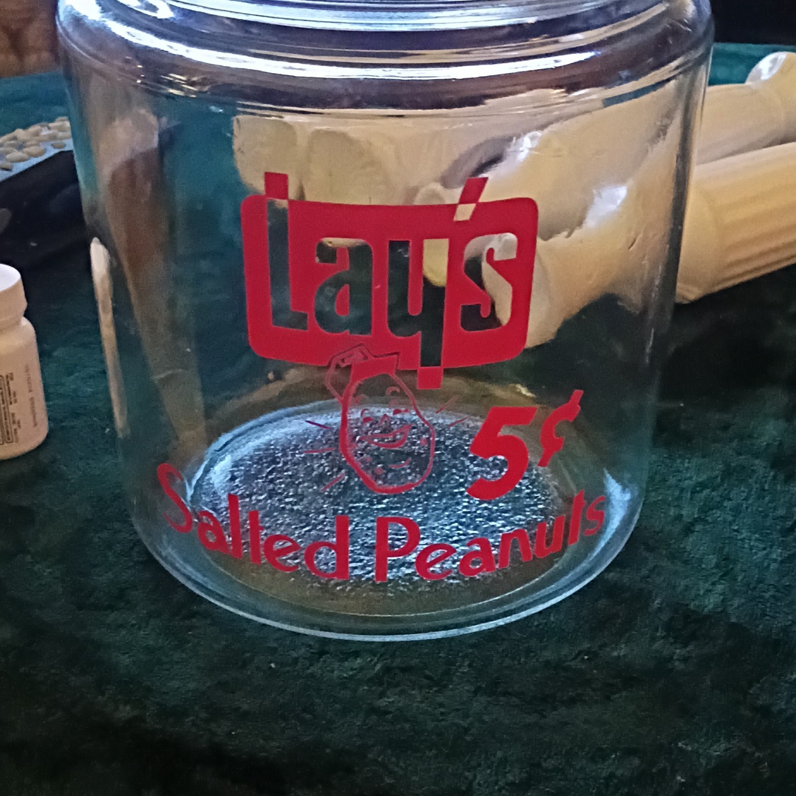 Vintage This Is A Lay Salted Peanuts Jar From The 1930s To 40s With The Lid