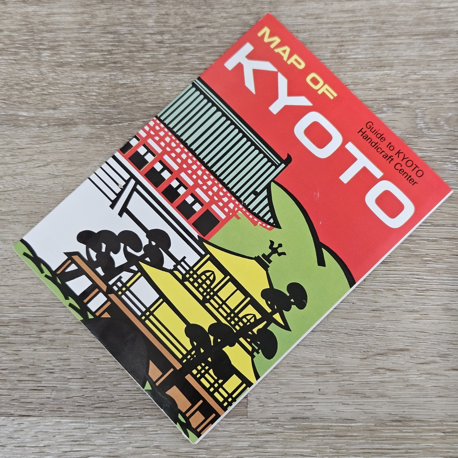 Vintage Kyoto Map Brochure Japan Handicraft Center Travel Guide Full Color