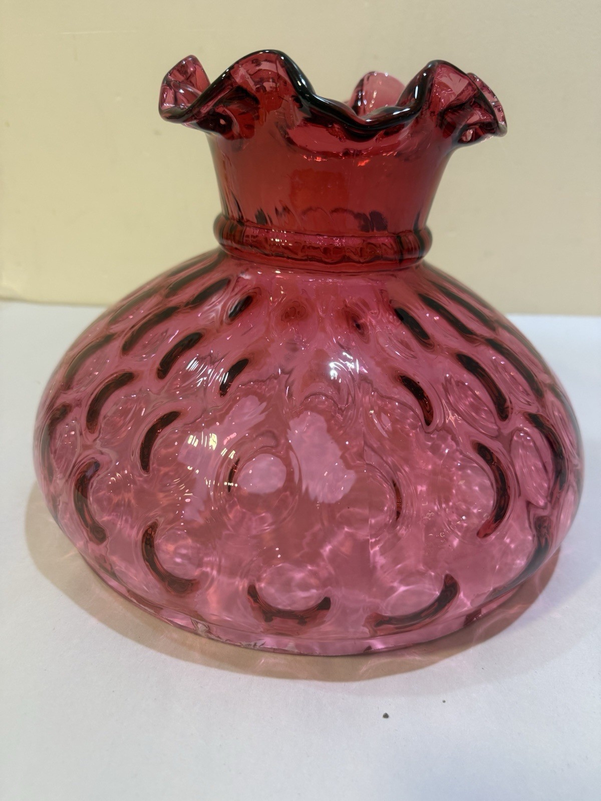 Cranberry Coin Dot Glass Lamp Shade Crimped 10” Cranberry Coin Dot Glass Lamp Shade Crimped 10”