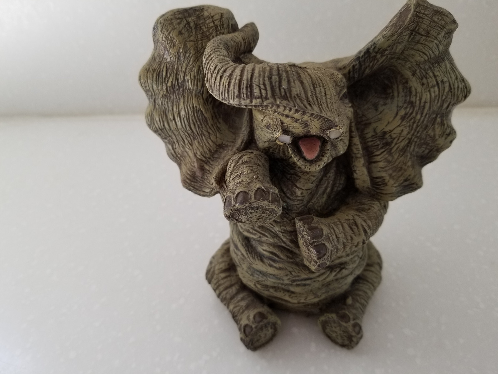 Elephant Sitting Figurine With Trunk Up and Beautiful Detail 5 1/2