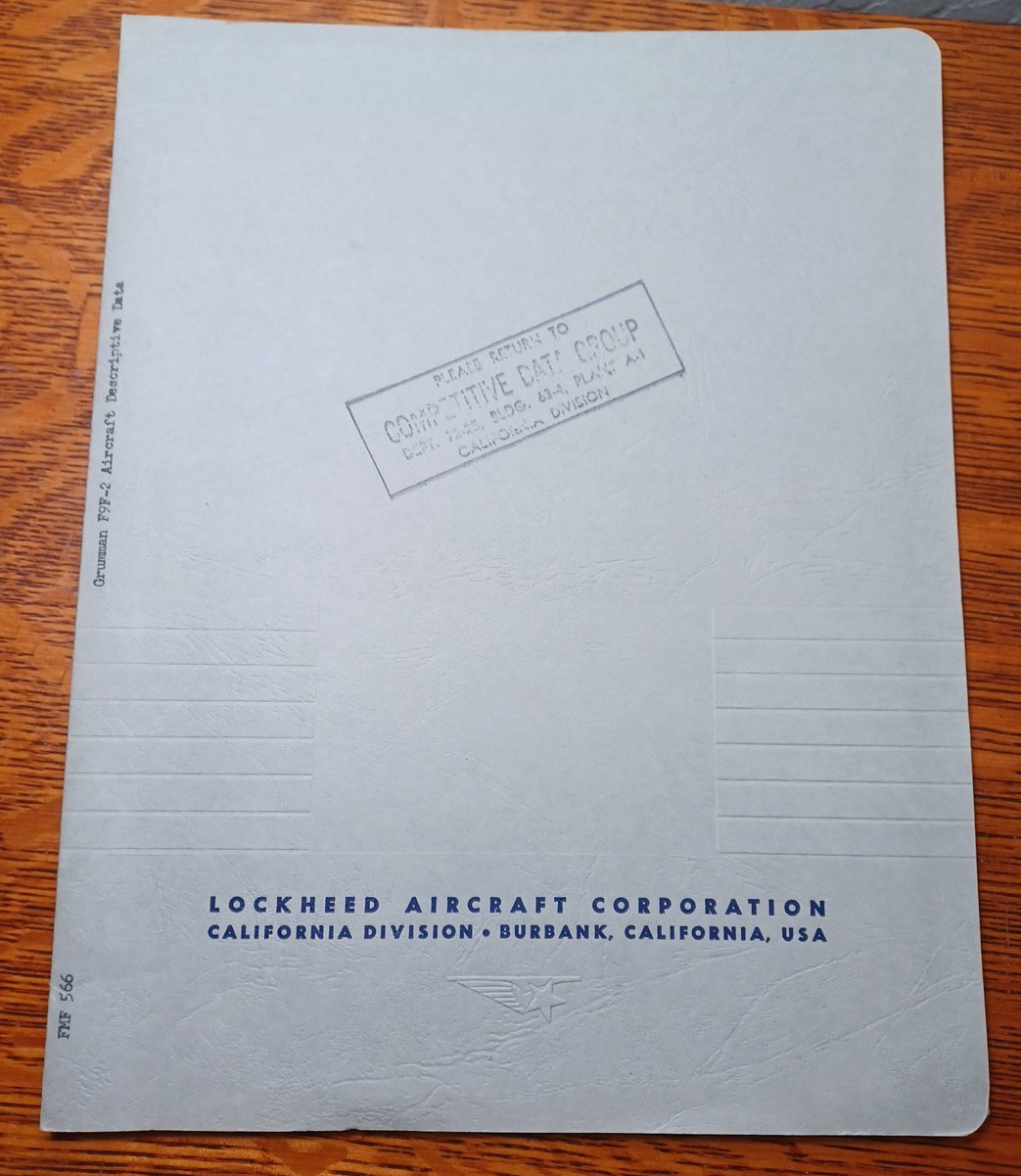 1952 Grumman Lockheed F9F-2 Aircraft Original Handwritten Data Folder JRR27