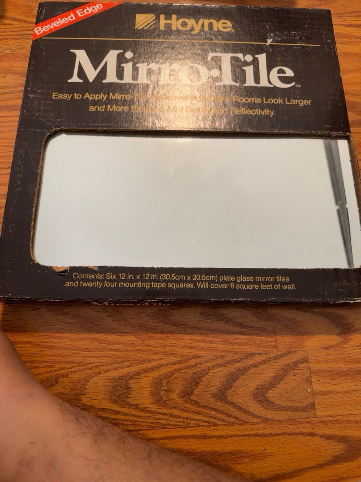 Vintage Hoyne Mirro-Tile Clear Bevel Mirror Tile Set #1060 Open Box 1982 6 Total