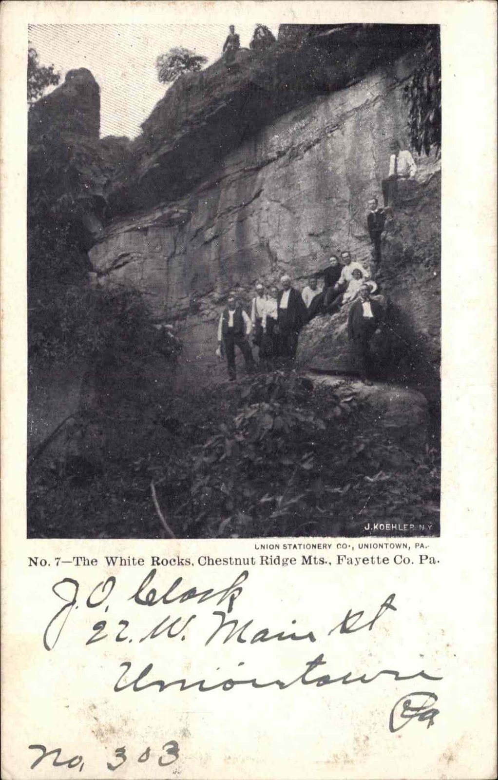Antique Postcard CHESTNUT RIDGE MTS PENN PA The White Rocks