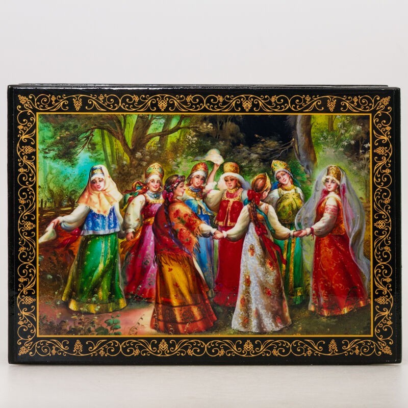Khorovod Russian Circle Dance Lacquer Trinket Box Keepsake Jewelry Box 5\