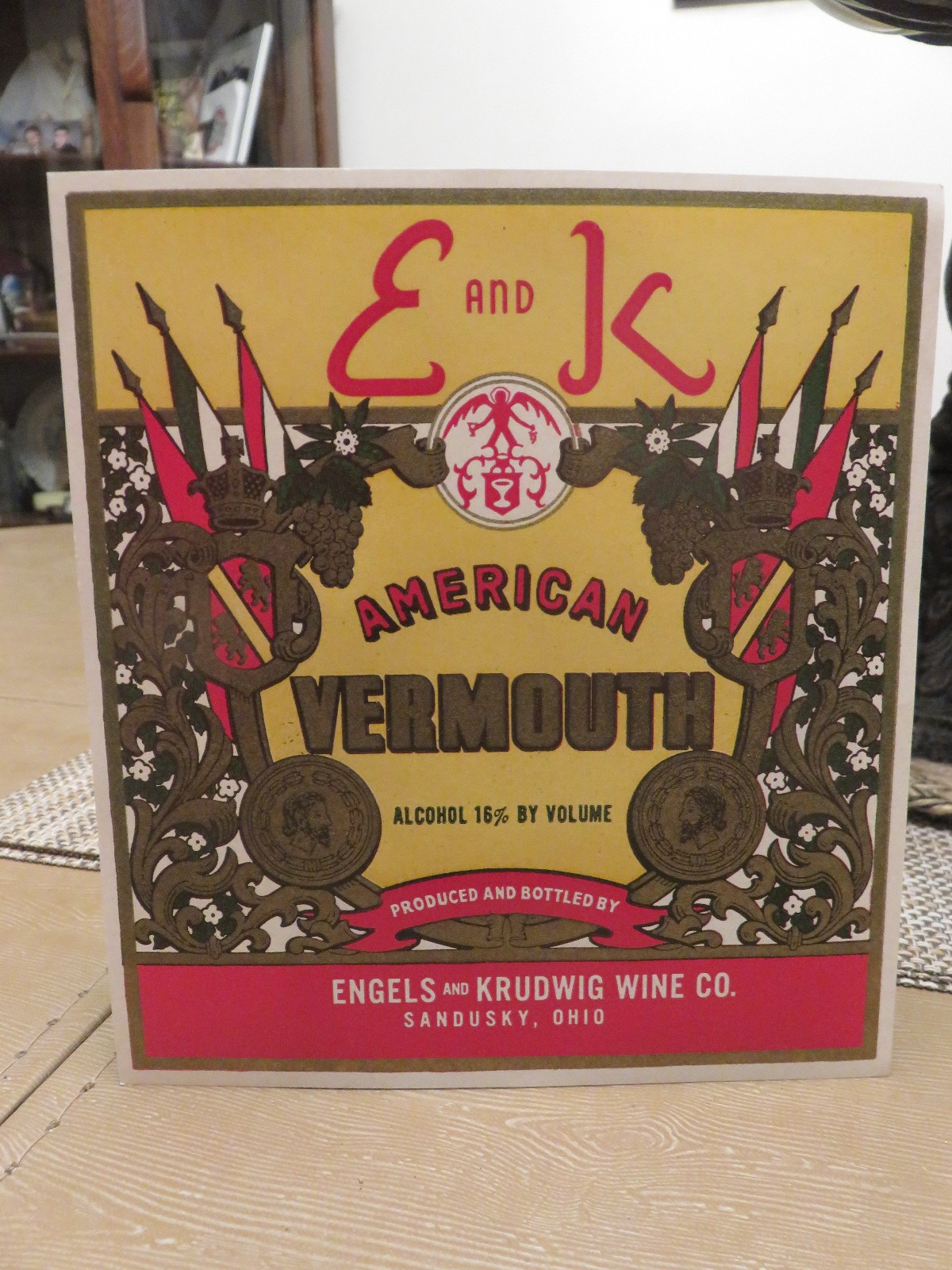 Vintage E and K (Wine Co.) AMERICAN VERMOUTH (Sandusky, Ohio) NOS LABEL