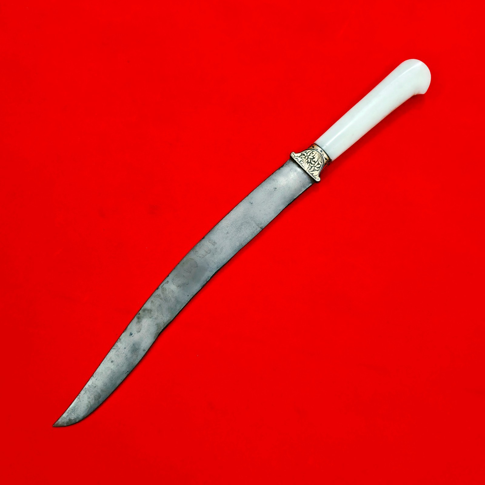 Old Vintage Indo Persian Mughal Rajput Sikh Jade Gold Inlay Wootz  Knife Kard