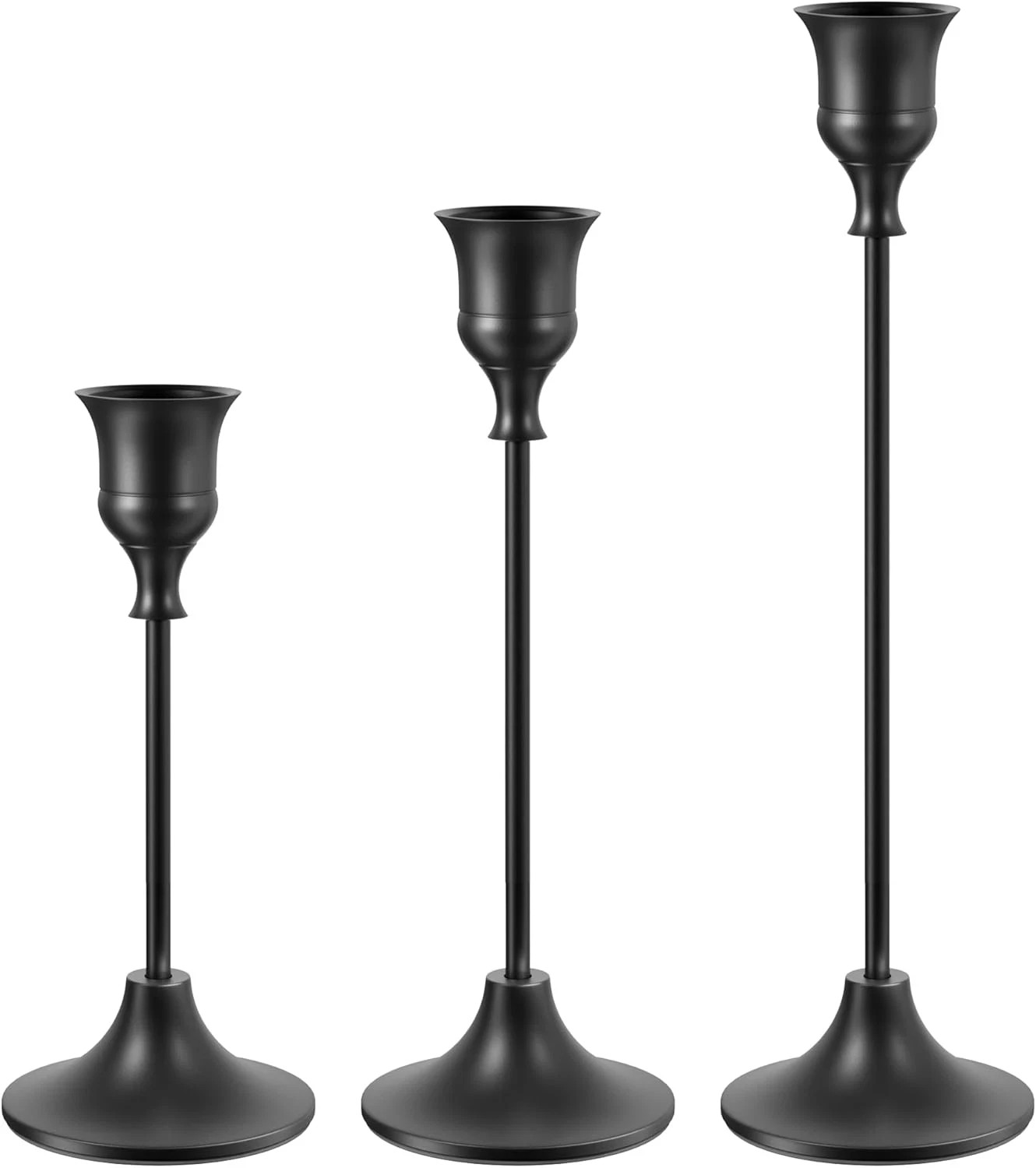 Black Candlestick Holders Taper Candle Holders, Set of 3 Vintage Candle Sticks H