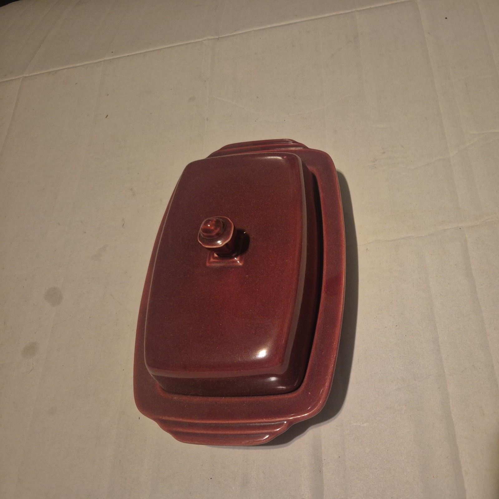 Vintage Maroon Harlequin Half Pound  Butter Dish Homer Laughlin Fiesta
