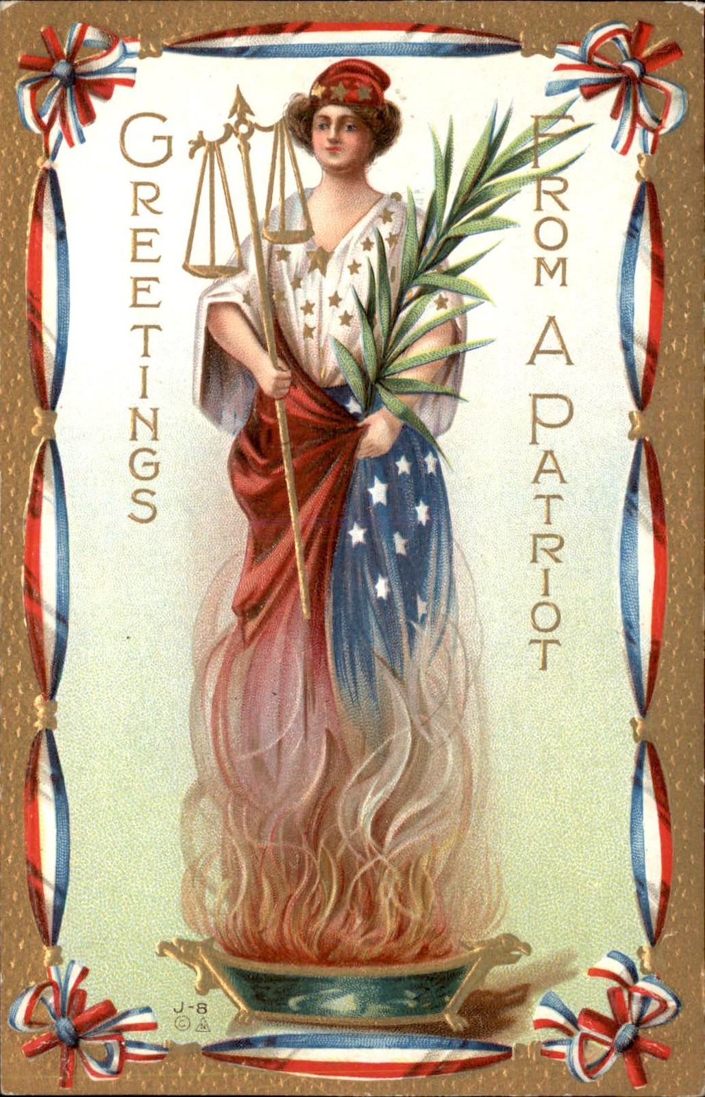 Lady Justice Smoke Embossed E. Nash c1900s-10s Vintage Postcard bhn Lady Justice Smoke Embossed E. Nash c1900s-10s Vintage Postcard bhn