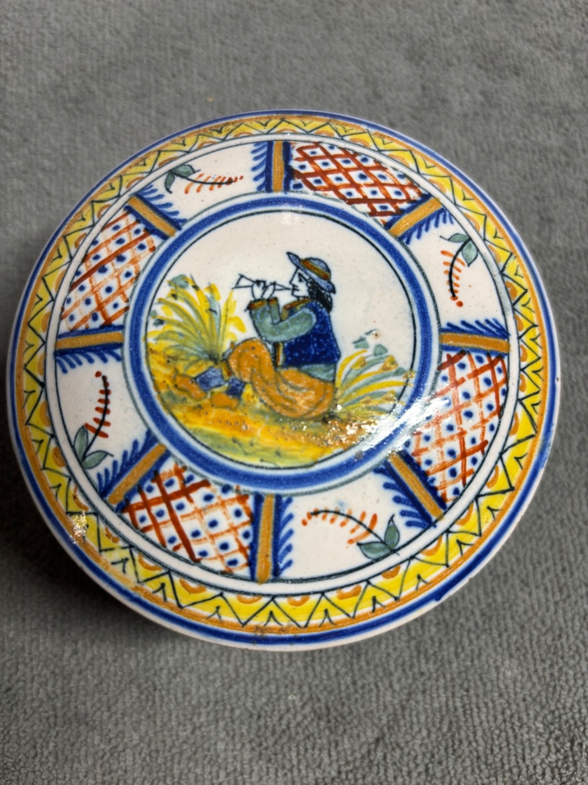 Vintage Henriot Quimper France Lidded Trinket Box-Hand Painted 1920s-1940s