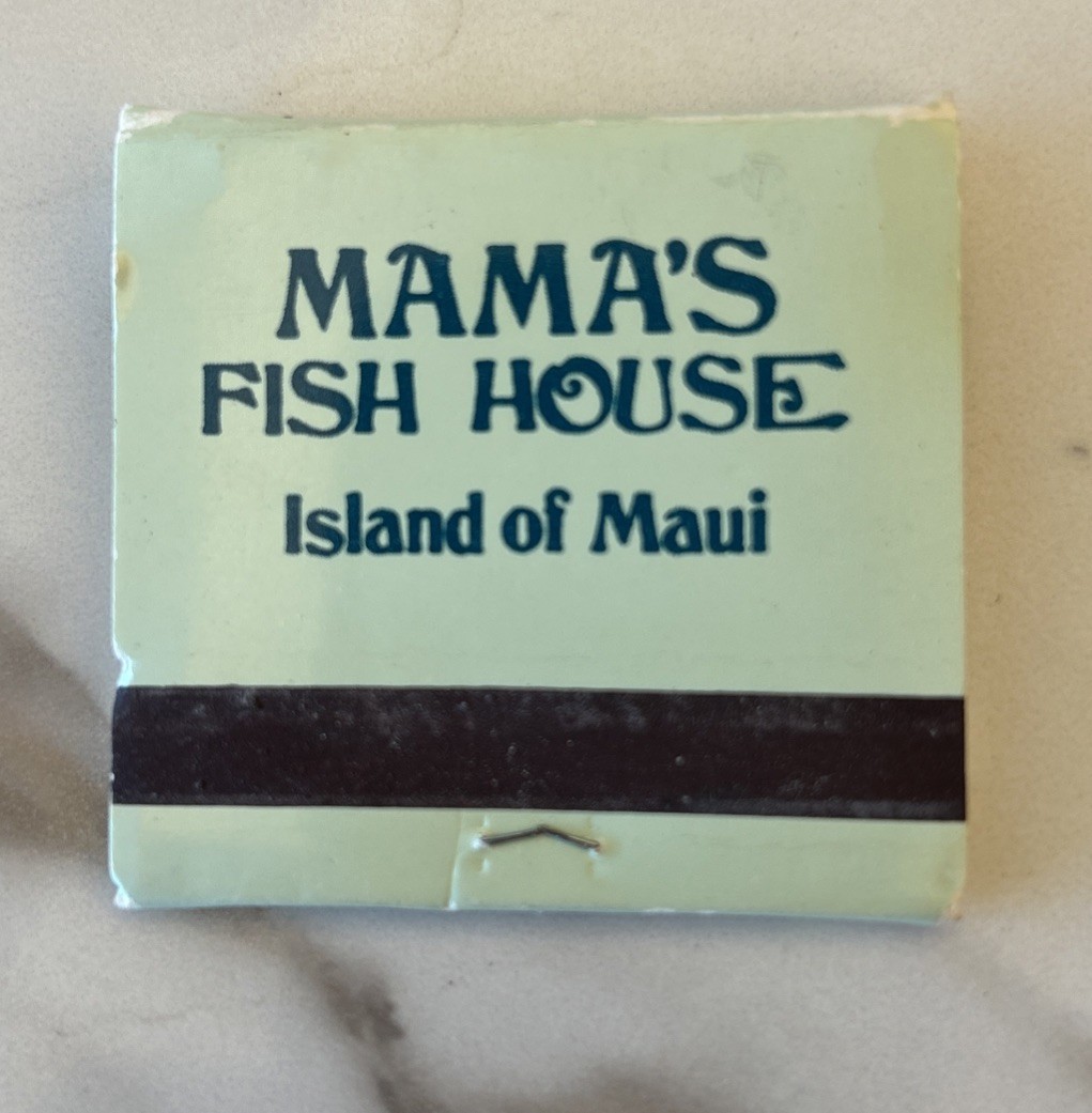 Mama’s Fish House Restaurant Maui Hawaii Rare Matchbook Unstruck 