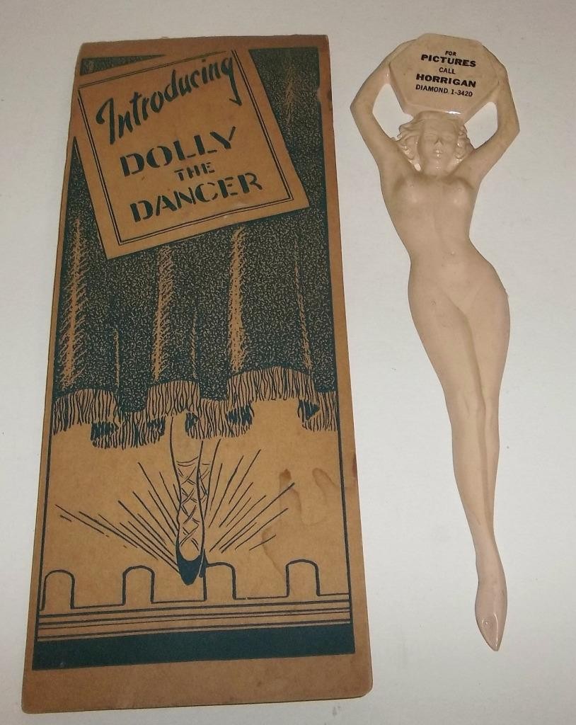 Vintage 1950s Advertising Dolly The Dancer Girlie Nude Plastic Letter Opener