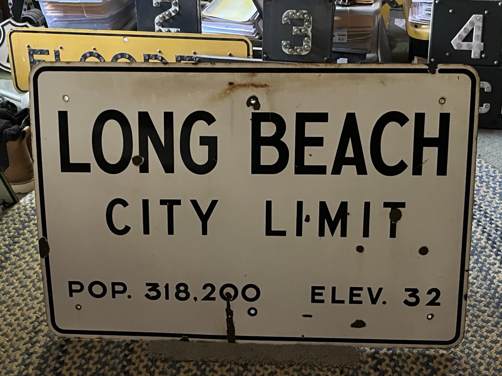 1957 Long Beach City Limit Sign Porcelain Enamel Sign 1957 Long Beach City Limit Sign Porcelain Enamel Sign