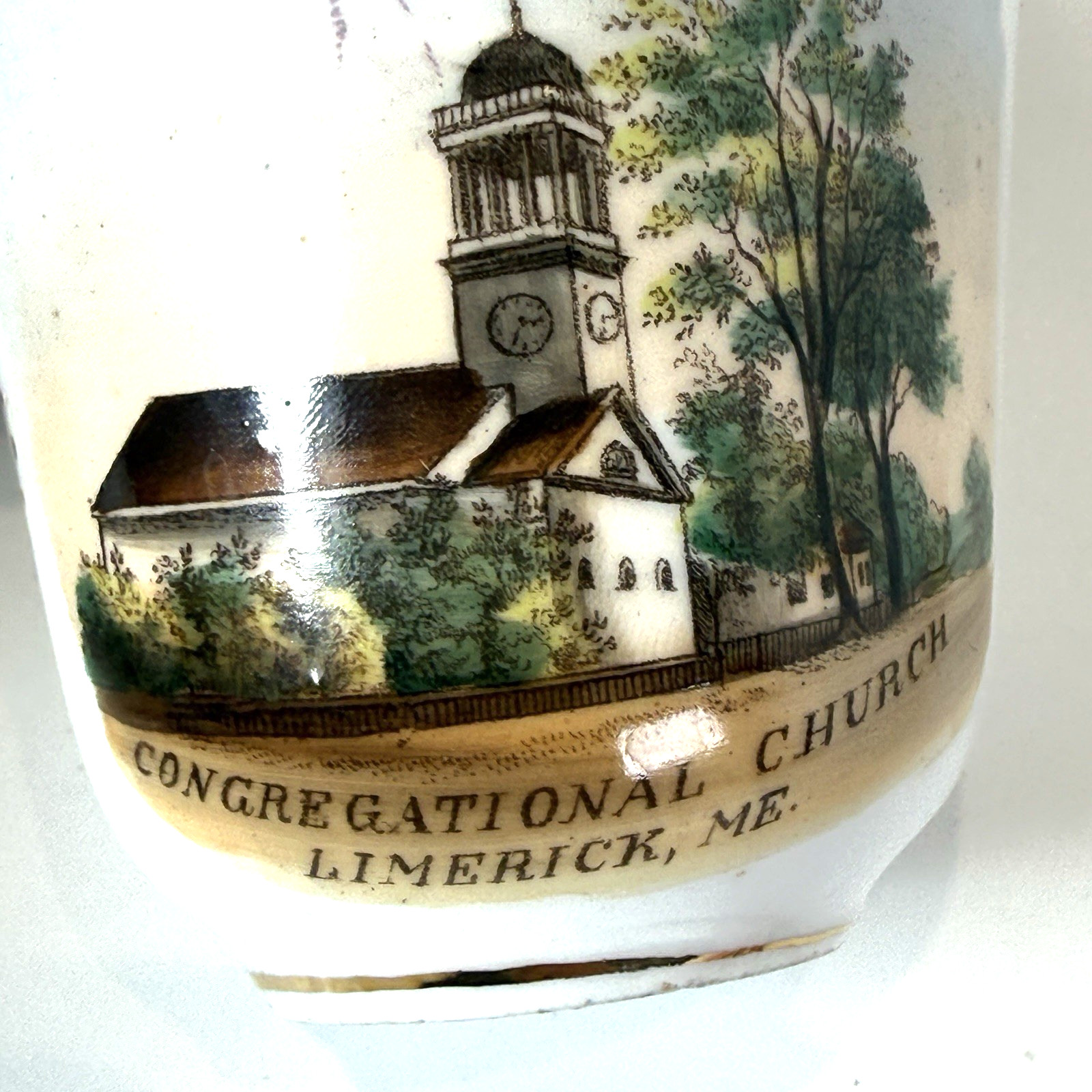 Limerick MAINE ME Antique Souvenir CONGREGATIONAL CHURCH Trinket SA GRANT Cup