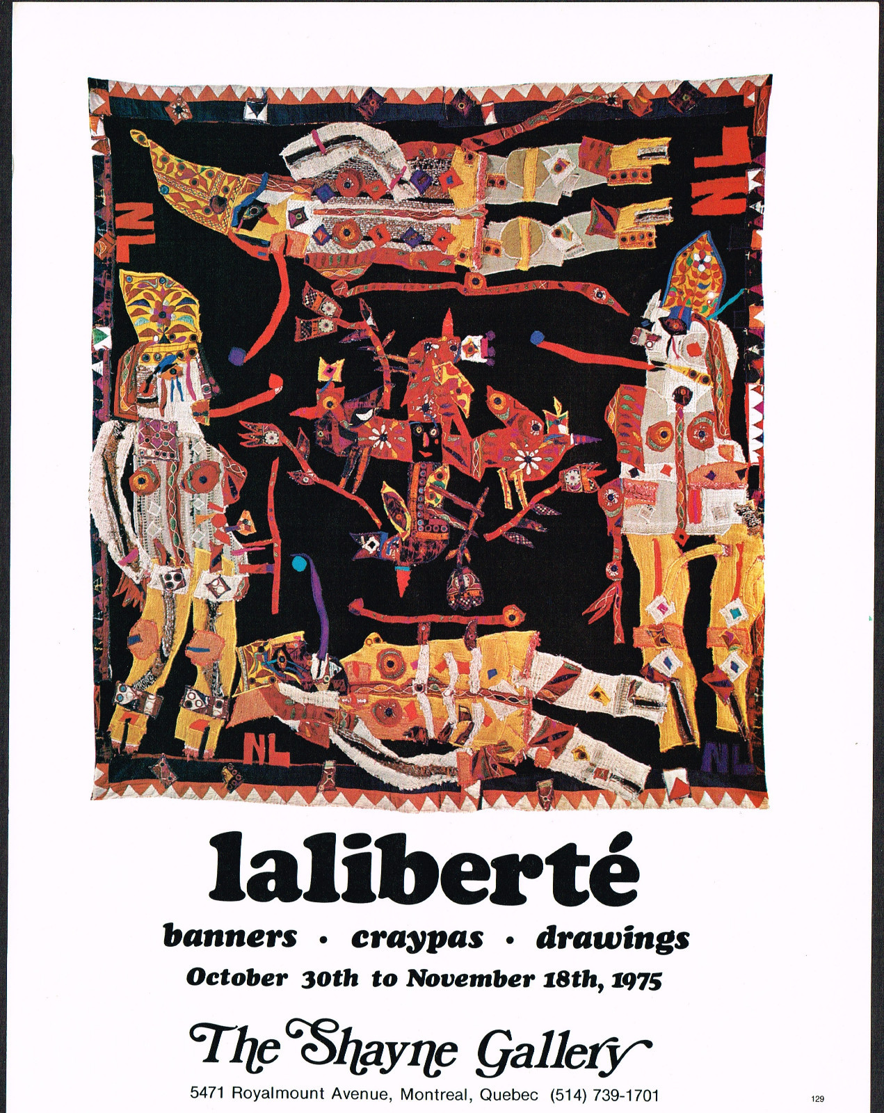 1970s Vintage Norman Laliberte Tapestry Art Exhibition Print Ad Original 1970s Vintage Norman Laliberte Tapestry Art Exhibition Print Ad Original