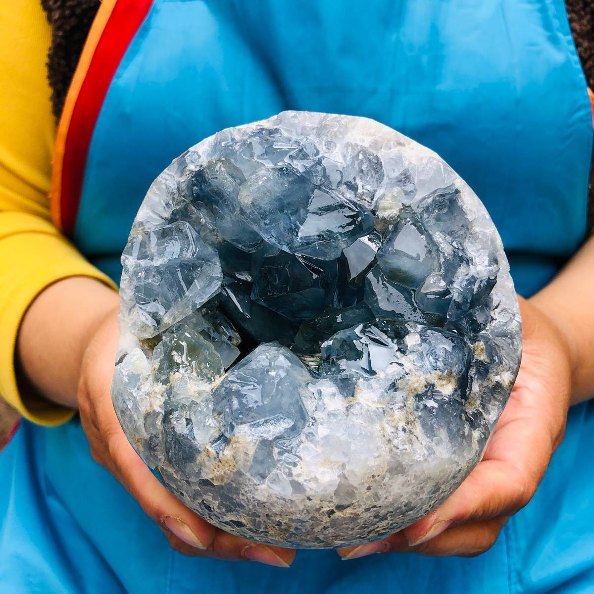 4.95 LB Large Natural Celestite Geode Crystal Cluster Healing Specimen 4503