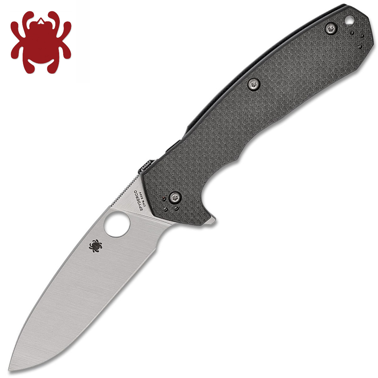 Spyderco Amalgam S30V Satin Plain Blade Carbon Fiber G10 Laminate C234CFP