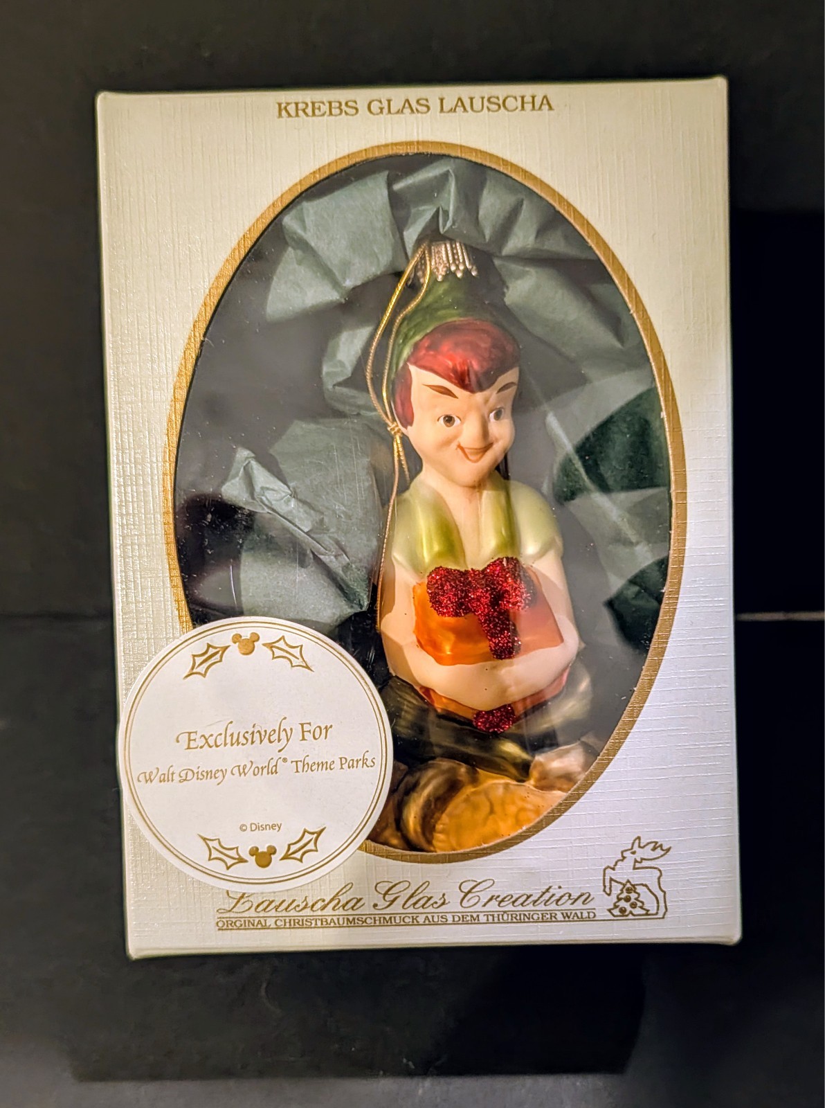 Free Shipping-Krebs Glas Lauscha Peter Pan Glass Ornament Disney World. RARE NIB Free Shipping-Krebs Glas Lauscha Peter Pan Glass Ornament Disney World. RARE NIB