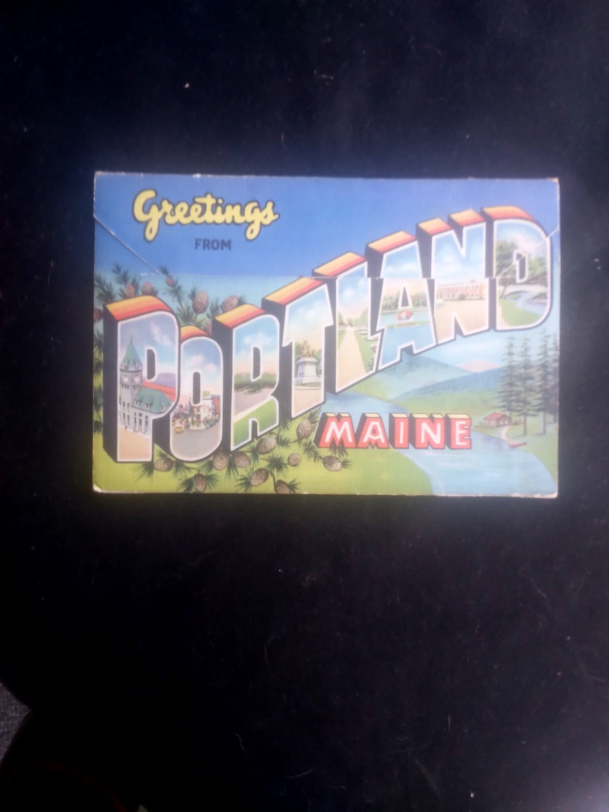 New Never Posted  Portland maine  1940s Linen  Souvenir Folder