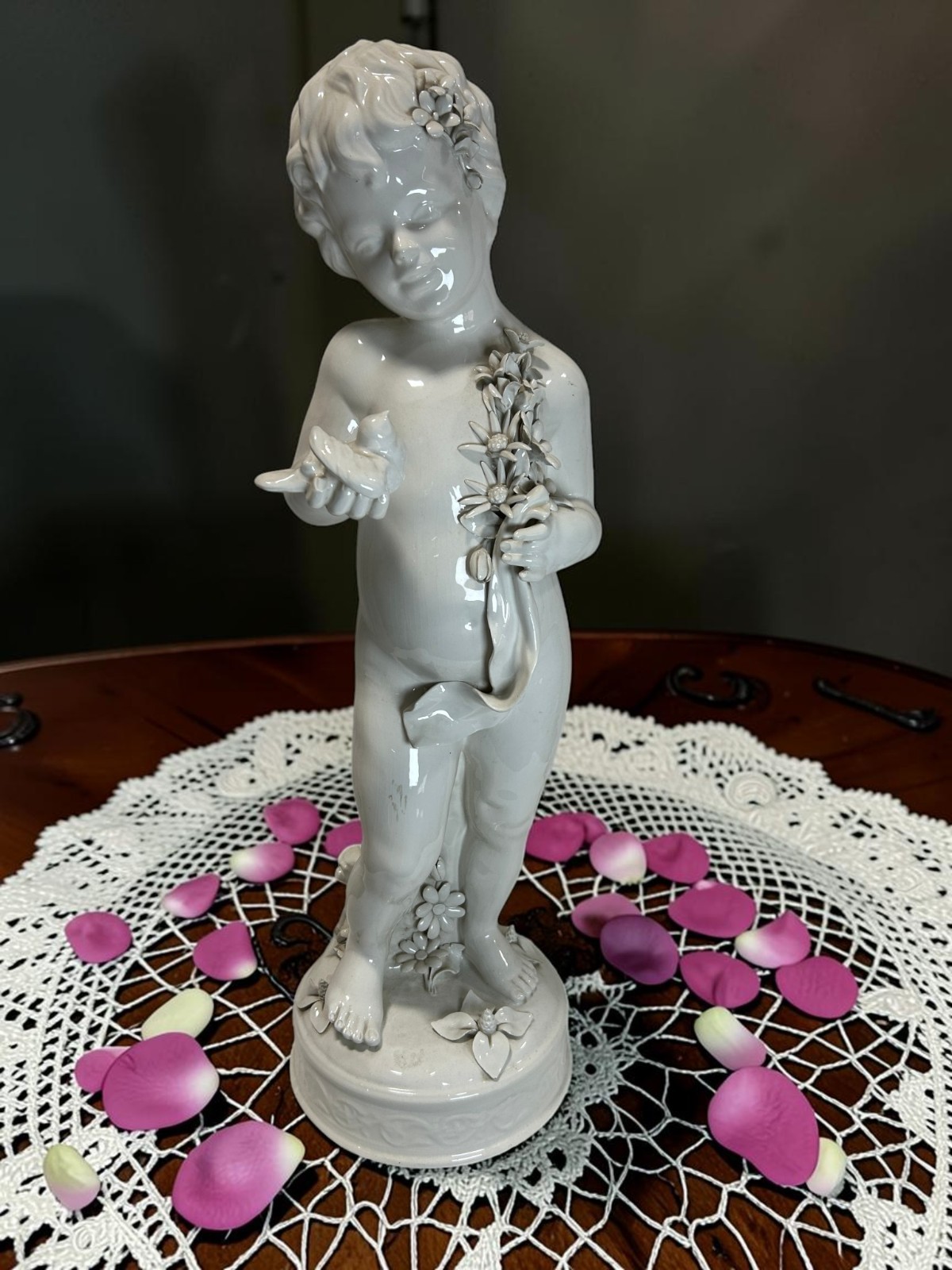 Large Mid Century European Italian Ceramic Cherub Putti Figure