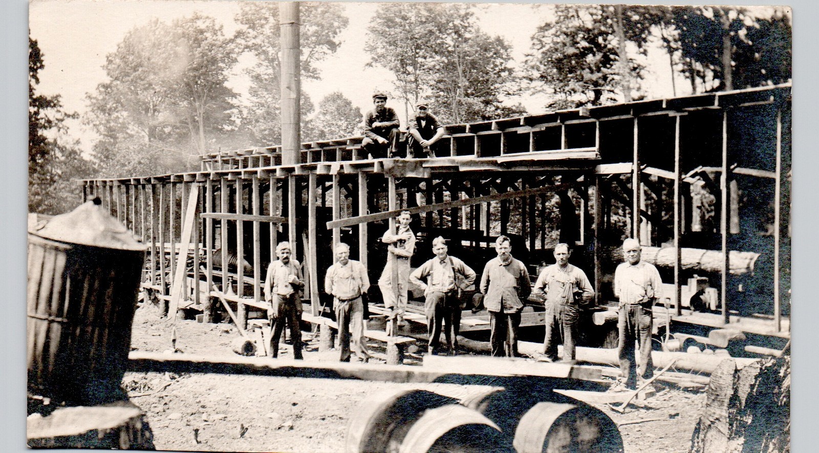 BUILDING CONSTRUCTION CREW allegany ny? c1910 postcard new york real photo rppc