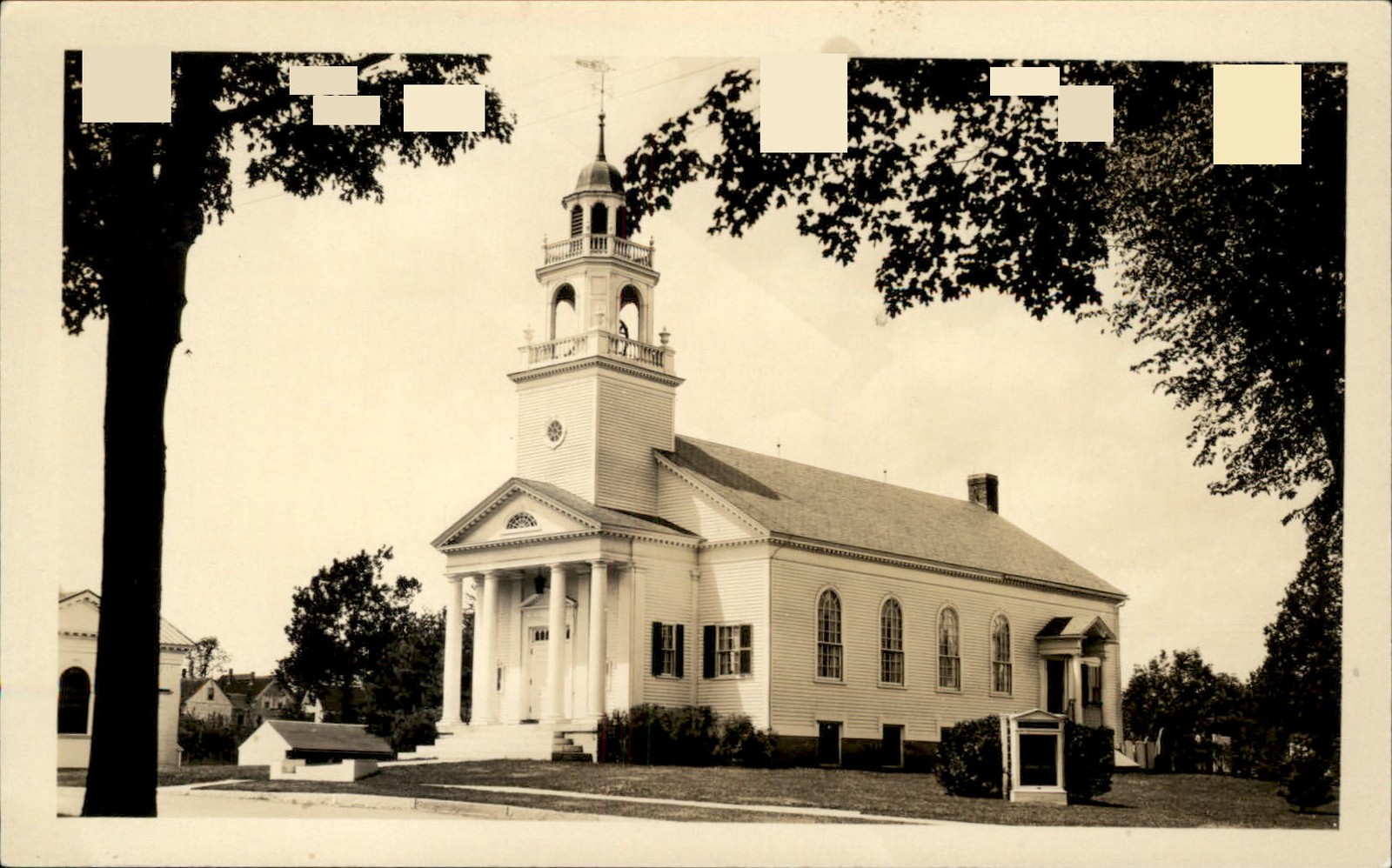 Hollis NH Church Marchand Photo Service c1920s-30s Real Photo Vintage Postcard