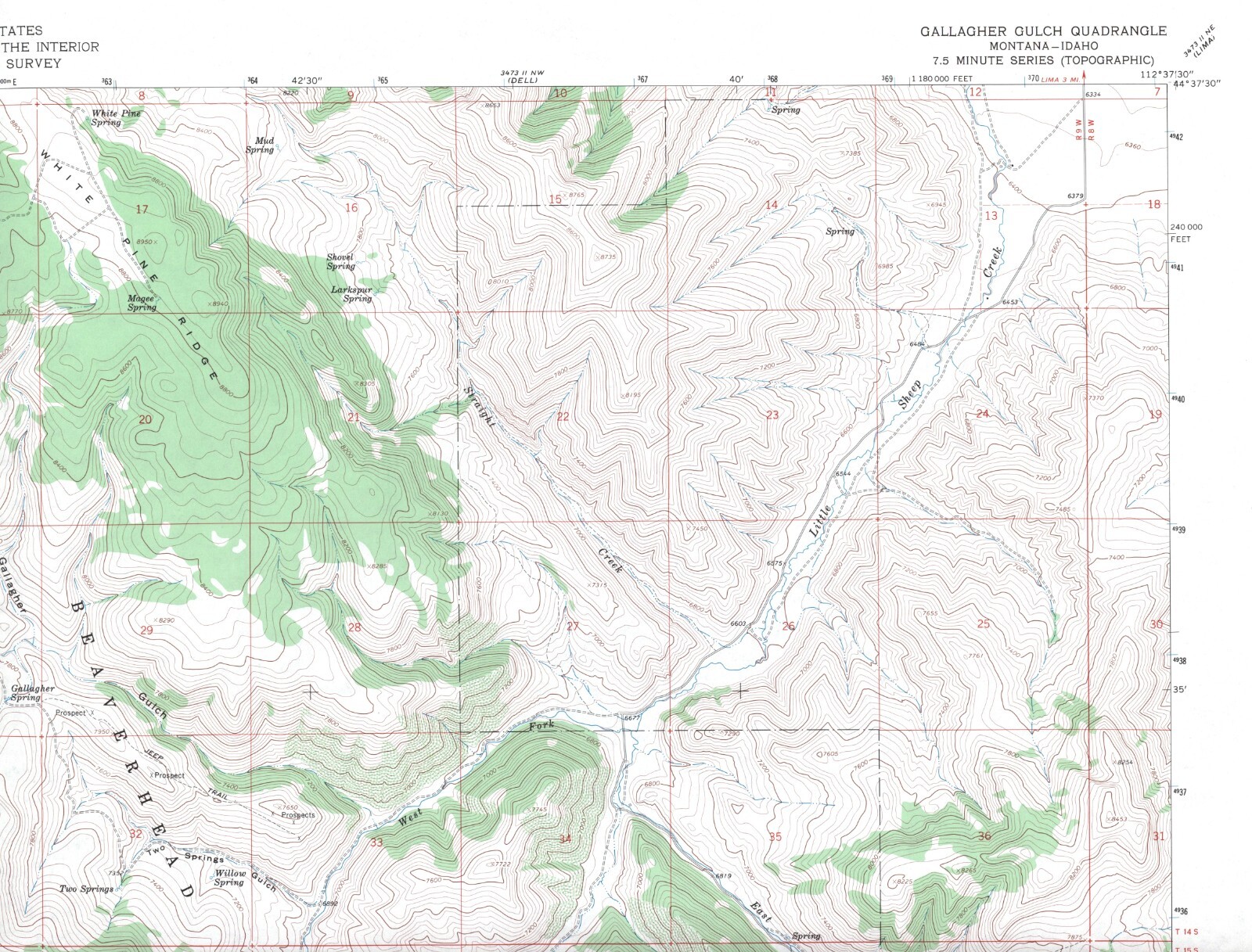 Gallagher Gulch Quadrangle Montana-Idaho 1976 USGS Map 7.5 Minute Topographic Gallagher Gulch Quadrangle Montana-Idaho 1976 USGS Map 7.5 Minute Topographic