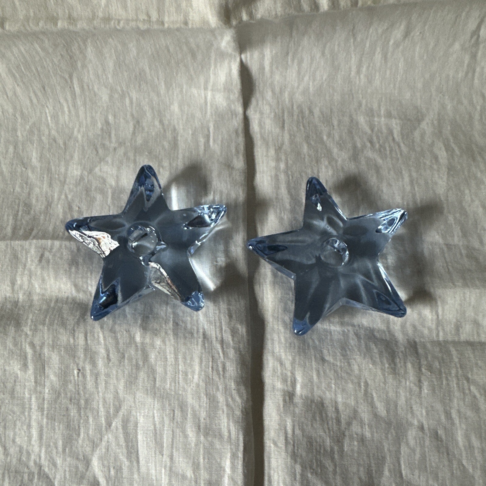 Cambridge Glass Blue Pair Star Candleholder Small