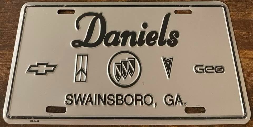 Daniels Chevrolet Olds Geo Dealership Booster License Plate Swainsboro Georgia