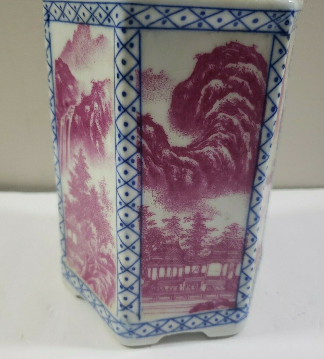 Chinese Hexagonal Porcelain Brush Pot -  Guangxu Mark