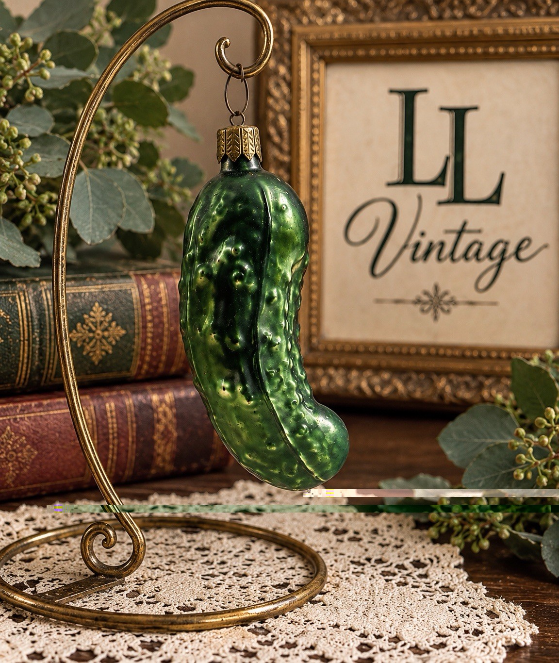 Antique Christmas Ornament Pre-WWII German Glass Pickle 4.5” Germany Marked