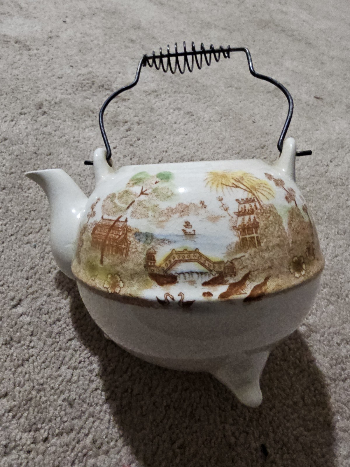 Vintage 20s-30s Oriental Japan Porcelain Teapot Hand Painted