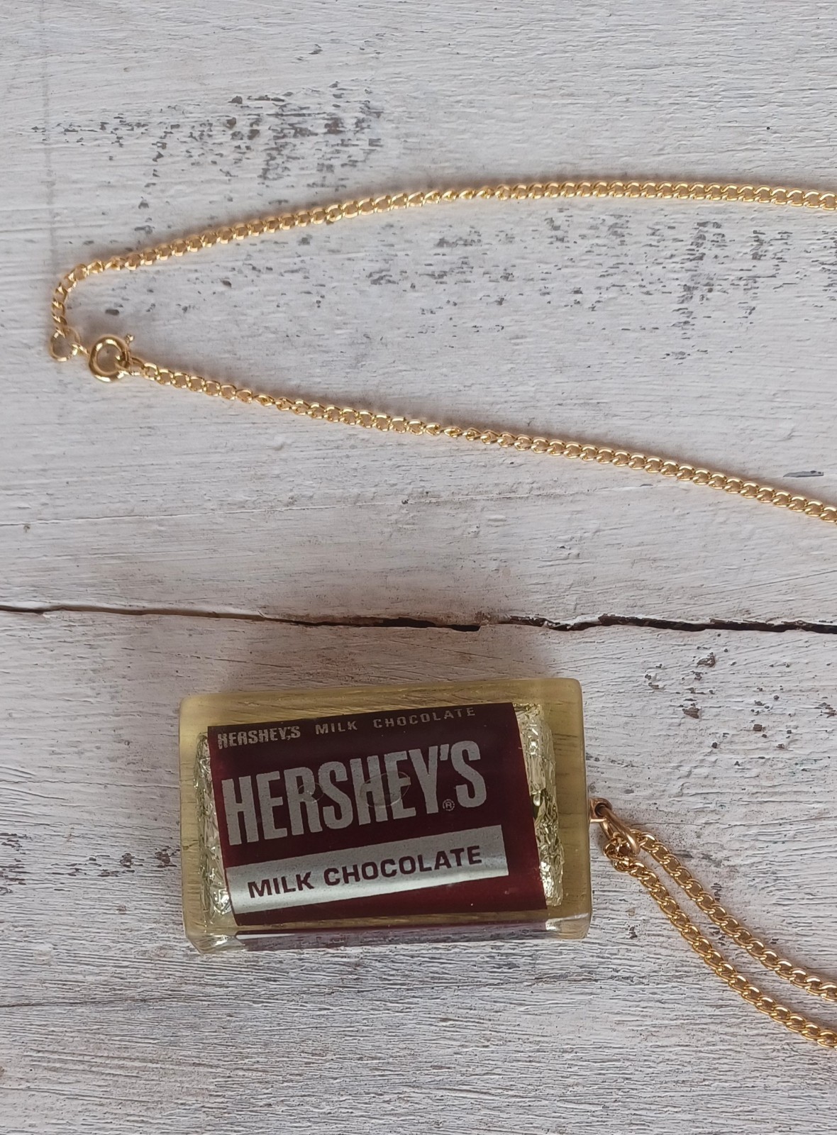 Real Hershey Chocolate In Epoxy Necklace. Very Neat- 