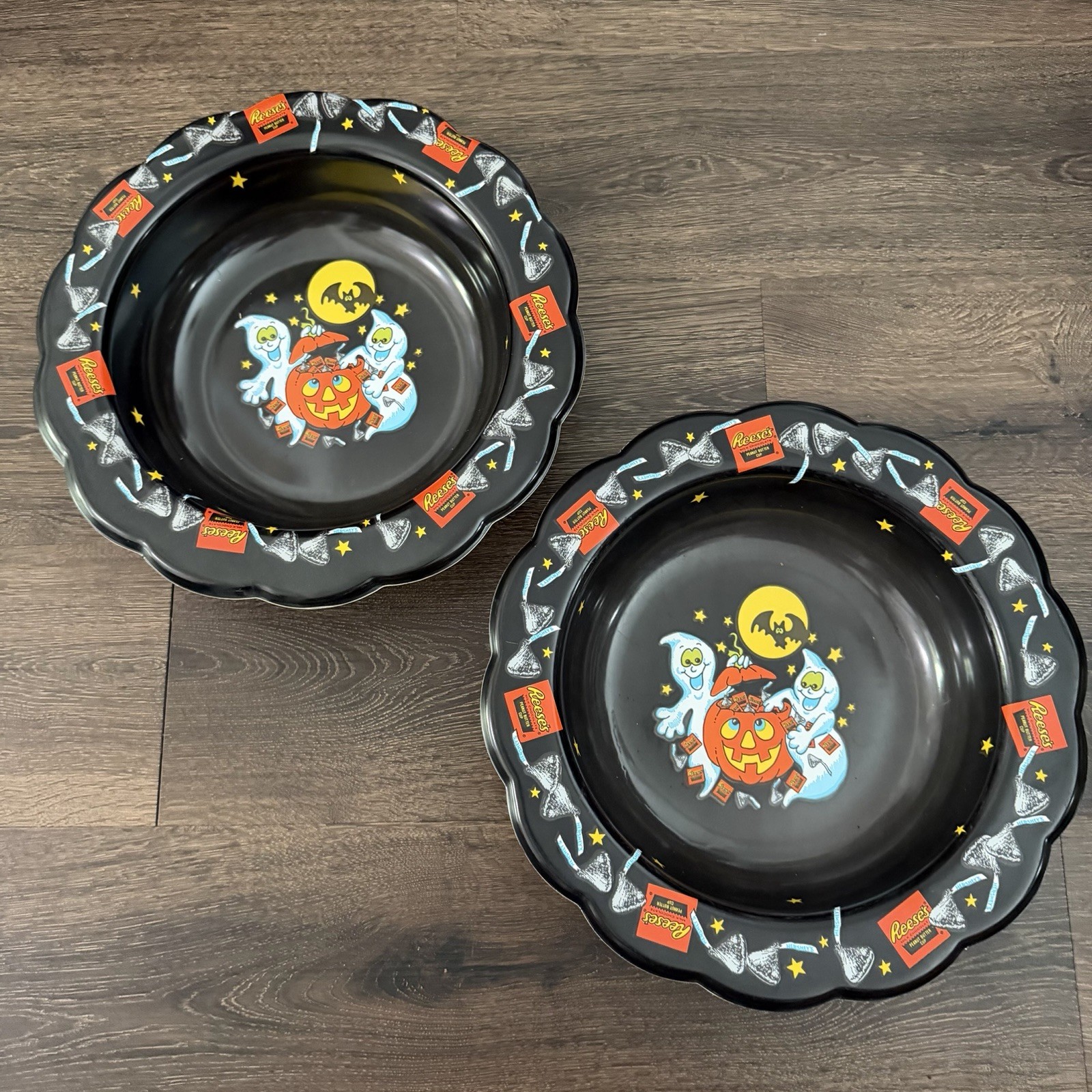 Vintage 1996 Reese’s Hershey’s Halloween Candy Bowls Ghost Pumpkin Berman x2
