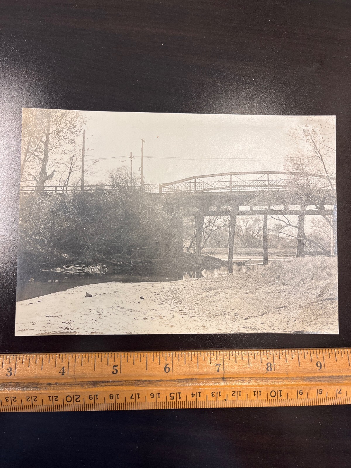 Real Photo East Hartford Connecticut Railroad Bridge View 5x7 c. 1910